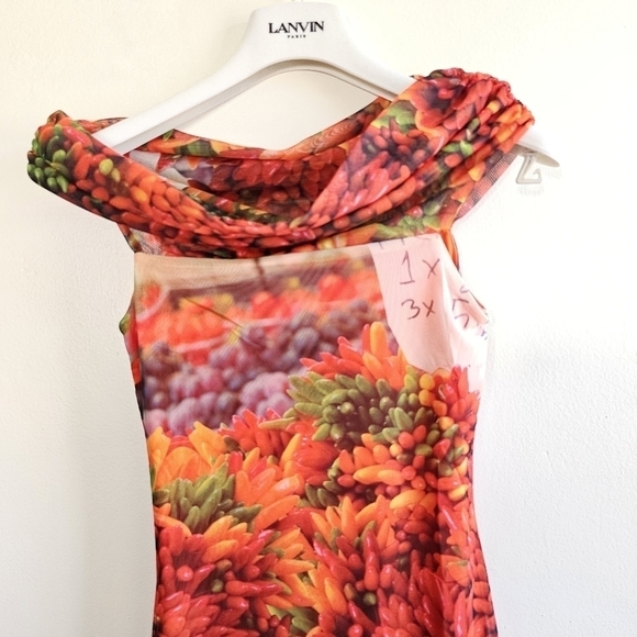 New Zara Picante All Over Print Over The Shoulder Tulle Maxi Dress NWT Small - Picture 8 of 12